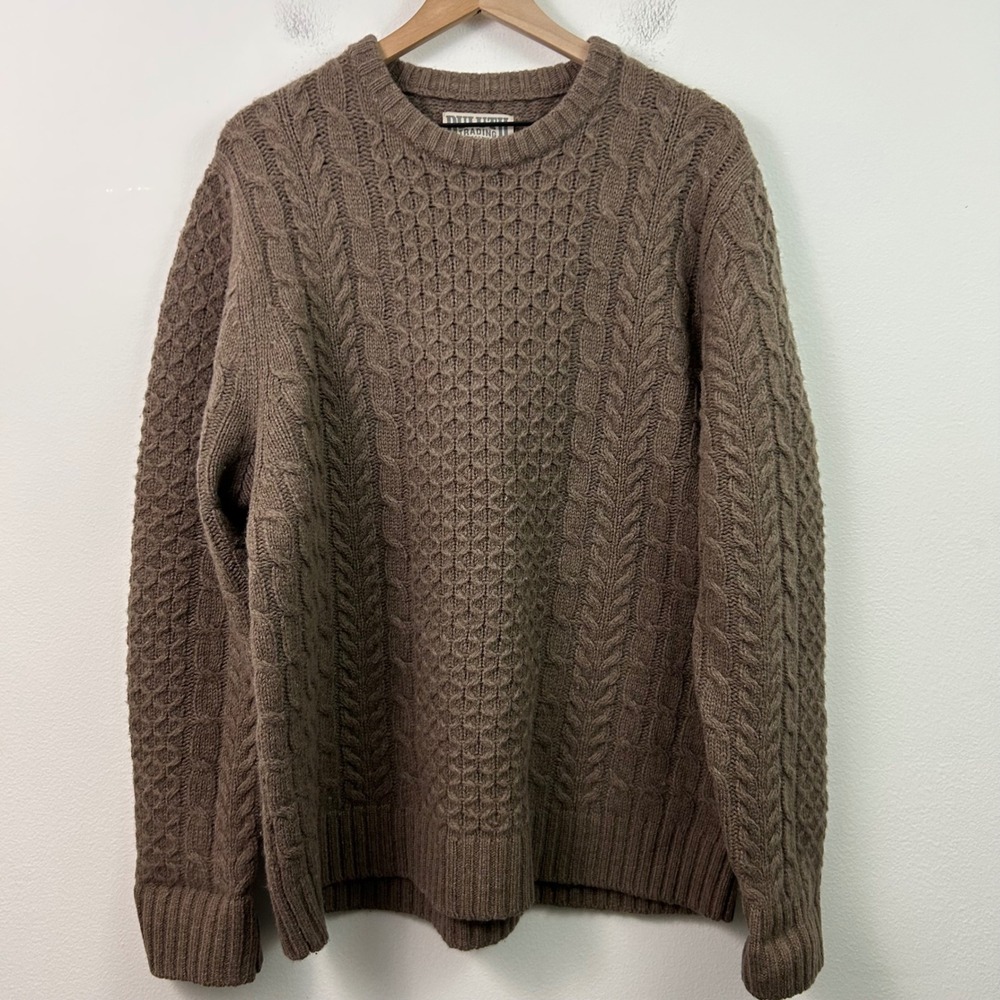 Men's Brown Cable Knit Sweater
